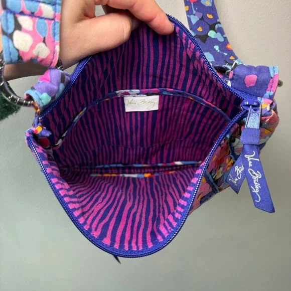 Vera Bradley Impressionista Floral Print Quilted Cotton Zip Crossbody Bag Purse - Picture 6 of 9